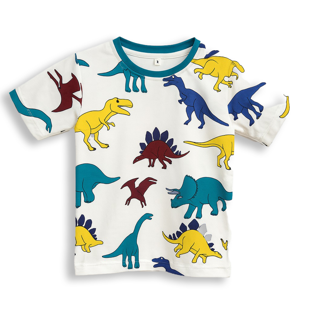 WHITE DAINO  KIDS WEAR TSHIRT .