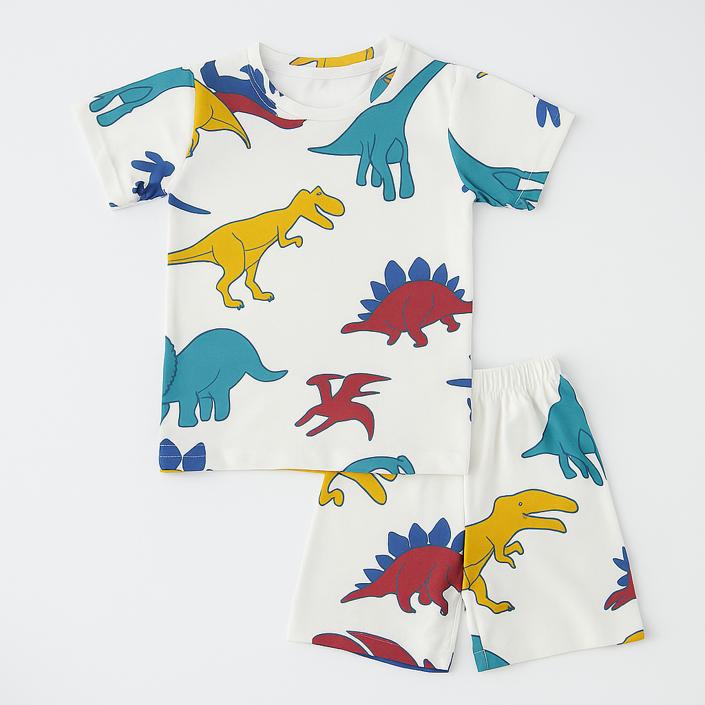 WHITE DAINO KIDS WEAR T-SHIRTS & SHORTS