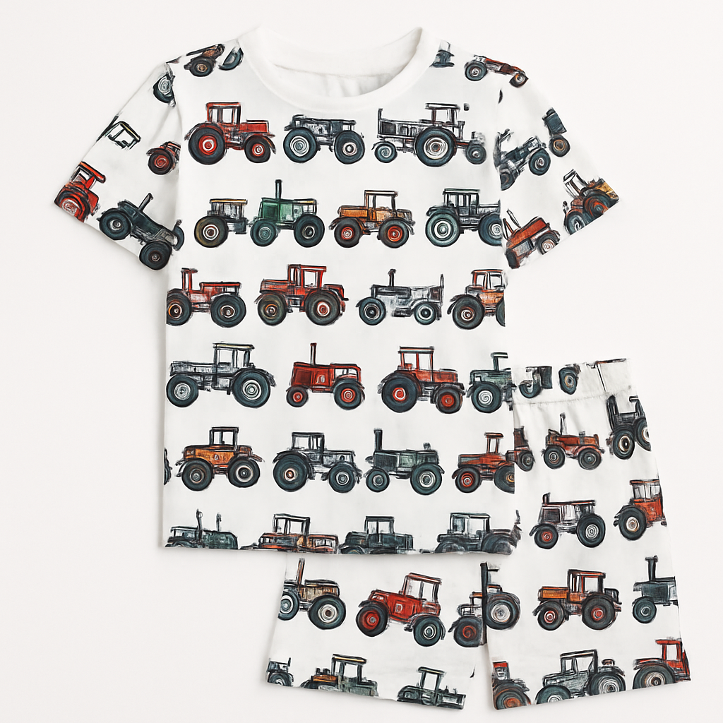 WHITE TRACTOR KIDS WEAR T-SHIRTS & SHORTS SET