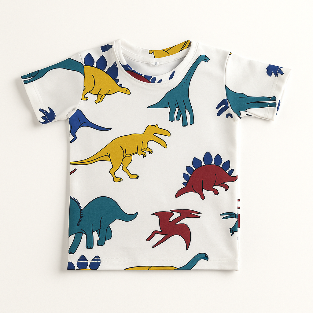 WHITE DAINO KIDS WEAR T-SHIRTS & SHORTS