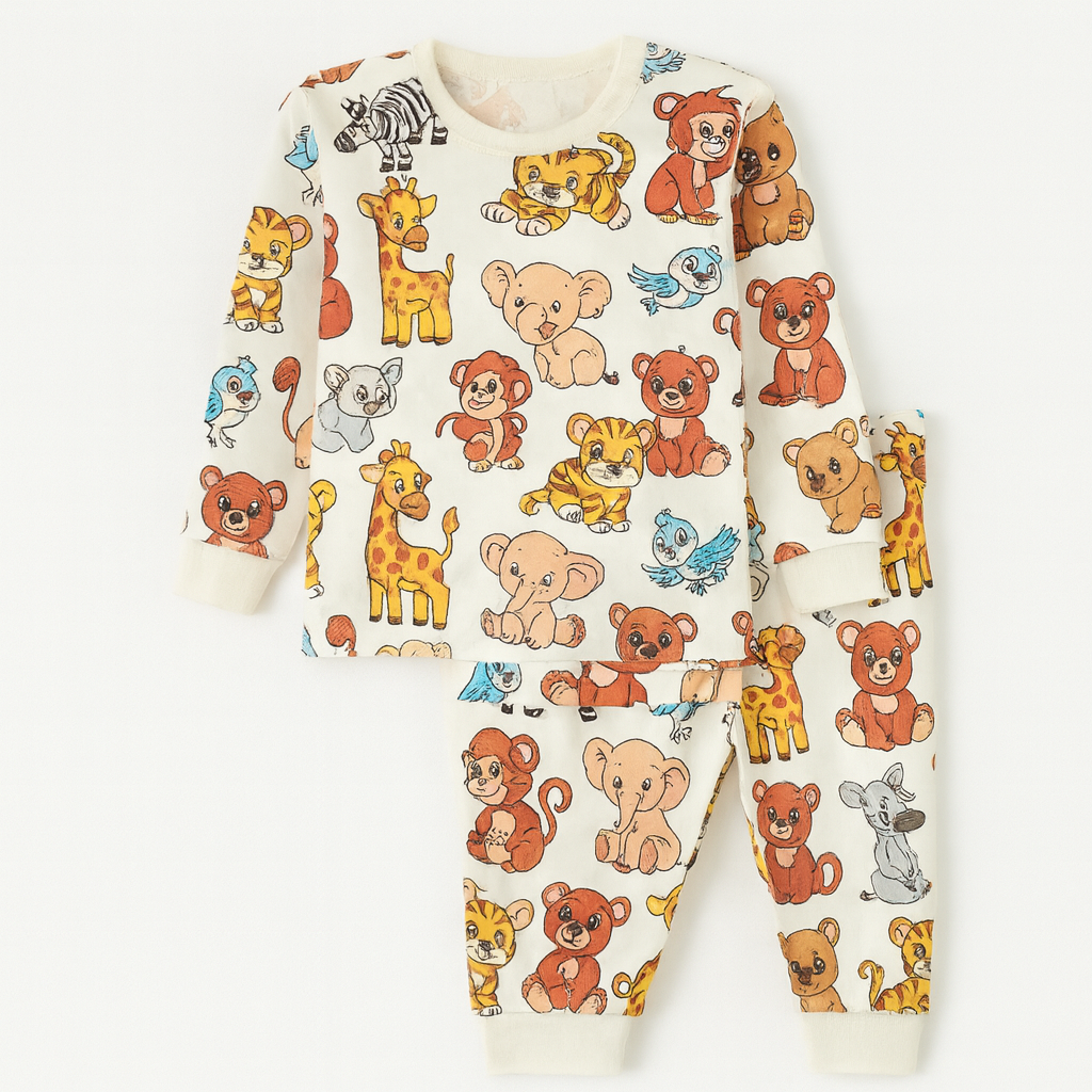 WHITE ZIBRA KIDS WEAR TOP & BOTTOM FULL CO-ORD SET