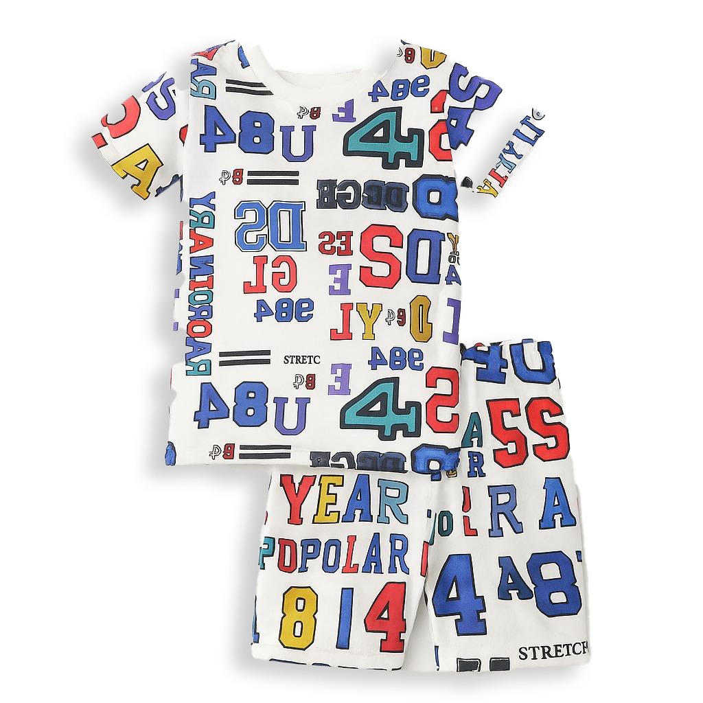 COLOURING ABCD KIDS WEAR T-SHIRTS & SHORTS SET