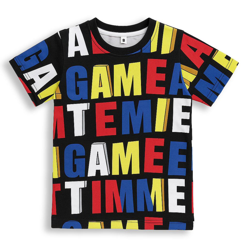 BLACK ABCD KIDS WEAR T-SHIRTS & SHORTS SET