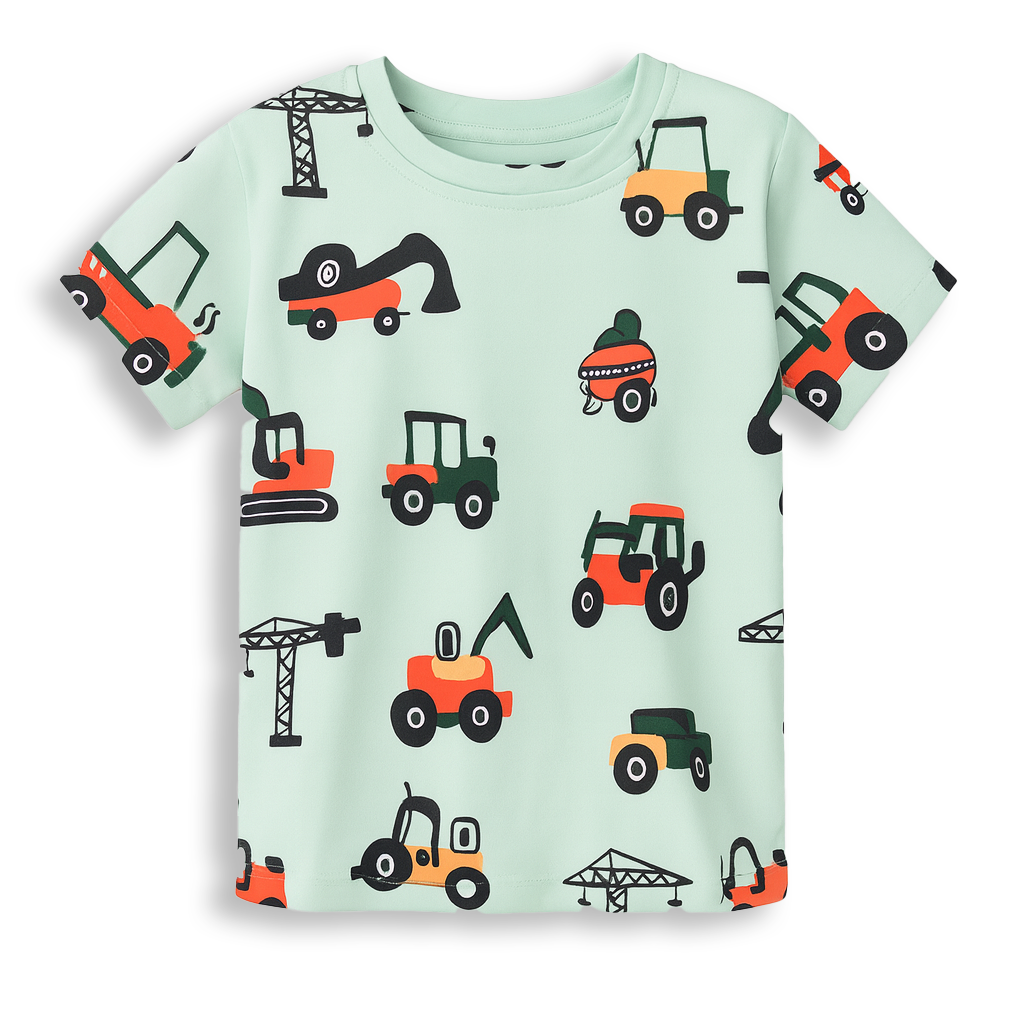 GREEN TRUCK KIDS WEAR TSHIRT & SHORTS SET .