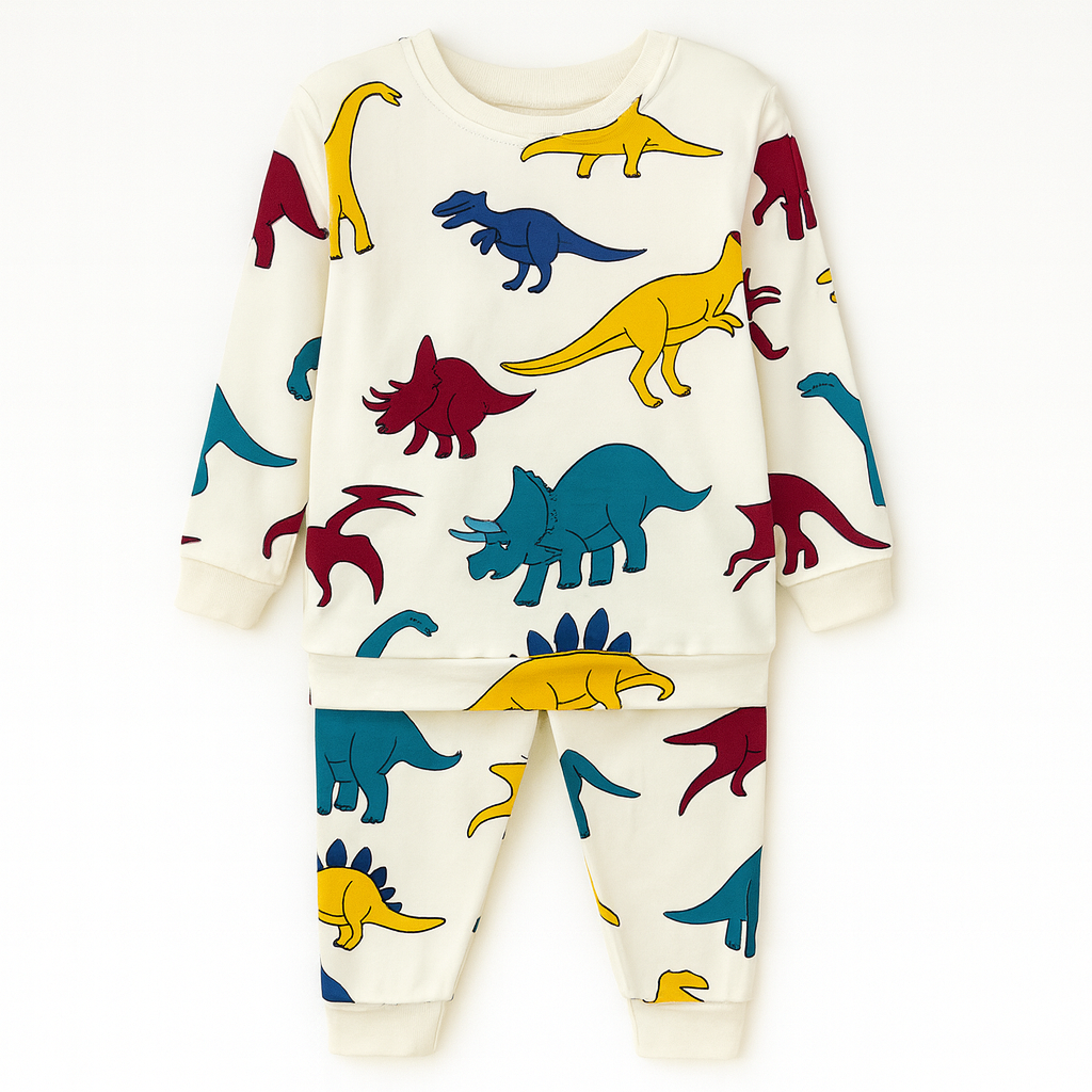 WHITE DAINO KIDS WEAR TOP & BOTTOM FULL CO-ORD SET