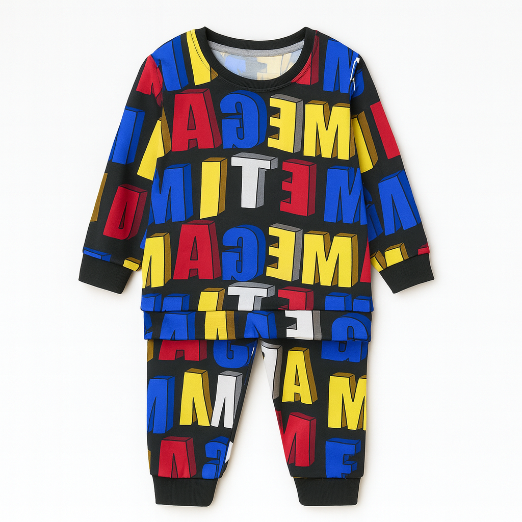 BLACK ABCD  KIDS WEAR TOP & BOTTOM FULL CO-ORD SET