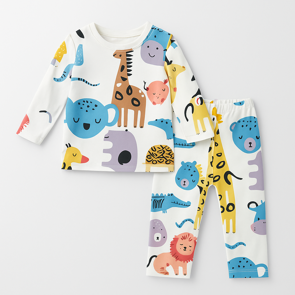 WHITE YELLOW GIRAFF KIDS WEAR T-SHIRT & SHORTS SET