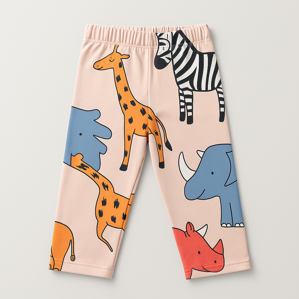 CREAM ANIMAL KIDS WEAR TOP AND BOTTOM FULL CO-ORD SET