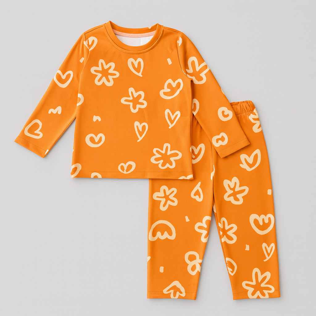 YELLOW FLOWER KIDS WEAR TOP & BOTTOM FULL CO-ORD SET