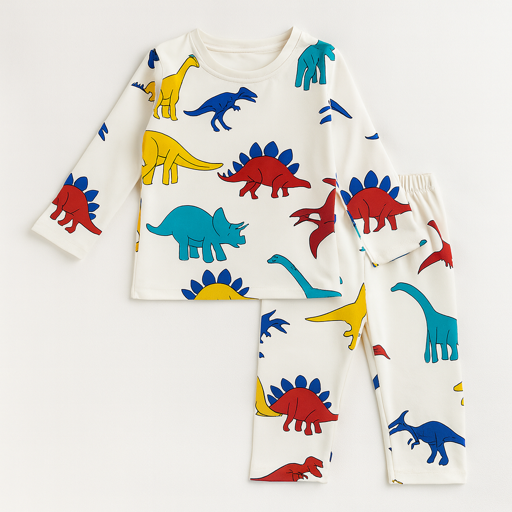 WHITE DAINO KIDS WEAR TOP & BOTTOM FULL CO-ORD SET (Copy)