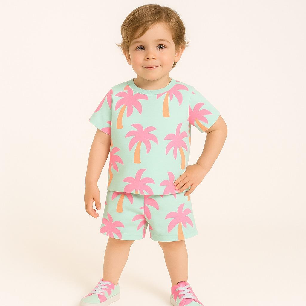 PINK NARIYELI KIDS WEAR TSHIRT & SHORTS SET .