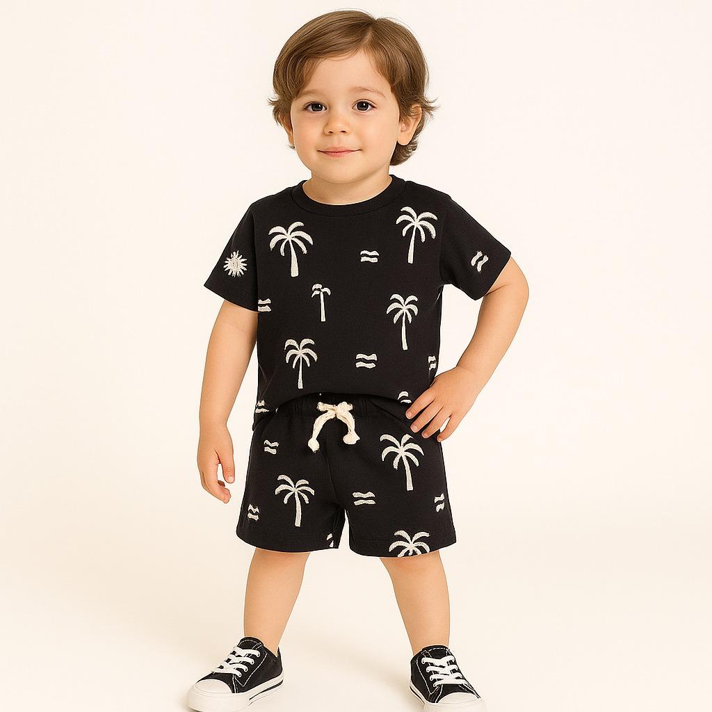 BLACK NARIYELI  KIDS WEAR TSHIRT & SHORTS SET .