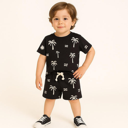 BLACK NARIYELI  KIDS WEAR TSHIRT & SHORTS SET .