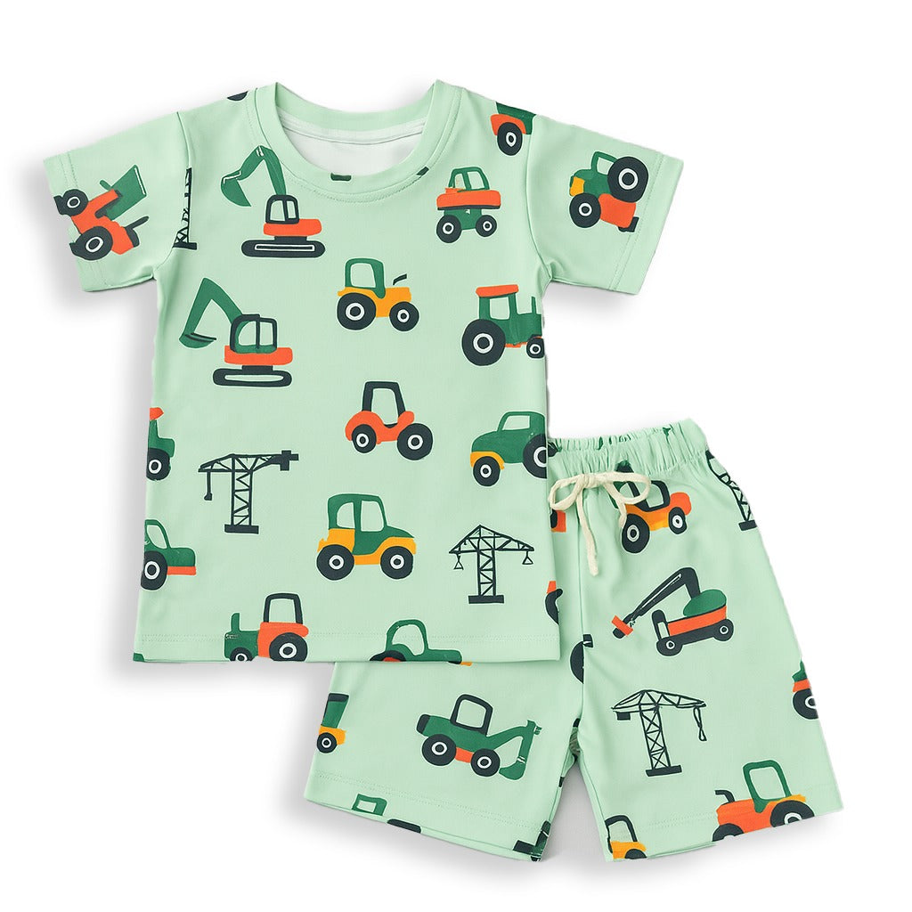 GREEN TRUCK KIDS WEAR TSHIRT & SHORTS SET .