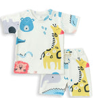 WHITE YELLOW GIRAFF KIDS WEAR T-SHIRT & SHORTS SET