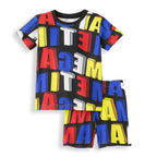 BLACK ABCD KIDS WEAR T-SHIRTS & SHORTS SET