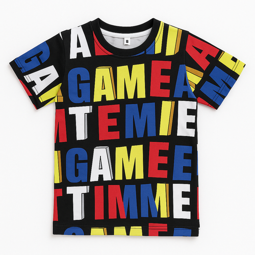 BLACK ABCD  KIDS WEAR TSHIRT .